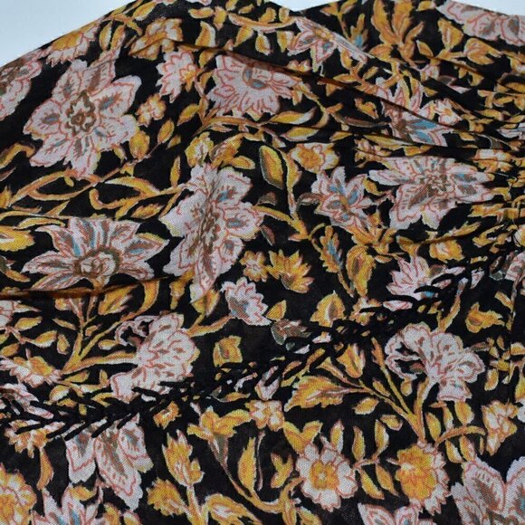 Billabong Sun Fire Printed Boho Peasant Long Sleeve Tassel Tie Top Size S - Picture 13 of 16